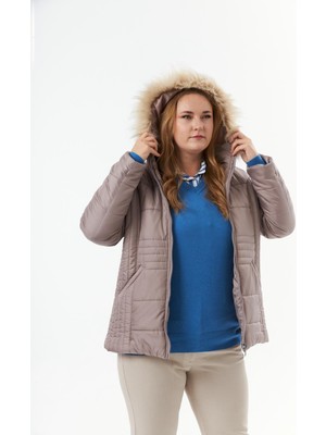 Rmg Büyük Beden Kadın Kapitone Şişme Mont Astarlı Polyester Malzeme Su İtici Özellikli