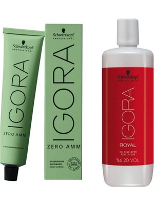 6 Adet Schwarzkopf Igora Zero Amm 7-77 Saç Boyası + Oksidan 1000 ml
