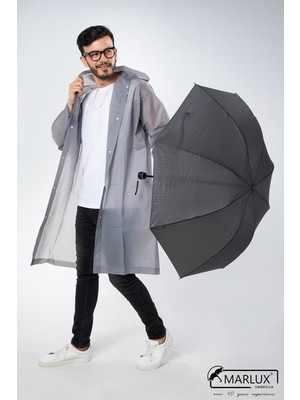 Marlux Siyah Koyu Gri Unisex Yarasa Tip Kırılmaz Şemsiye M21MAR077R003