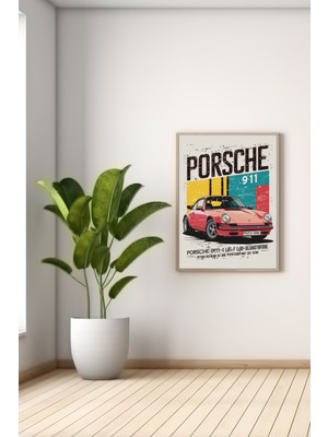 Bs Baskı A3 Retro Porsche Baskılı Poster