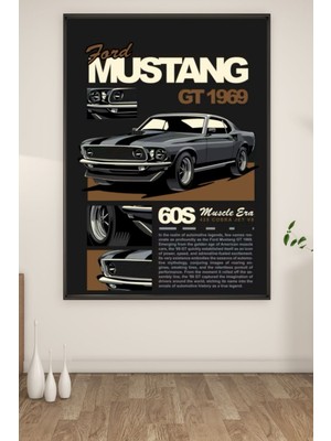 Bs Baskı A3 Mustang Retro Baskılı Poster