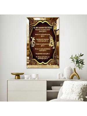 Zevahir Mobilya Dekorasyon Gold Aynalı Pleksi Çerçeveli Mevlananın 7 Öğütü Tablosu
