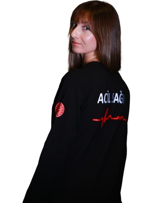 A Kalite 112 Uzun Kollu Siyah Renk Sweat Unisex Modeli