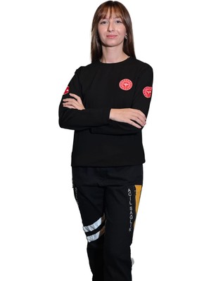 A Kalite 112 Uzun Kollu Siyah Renk Sweat Unisex Modeli