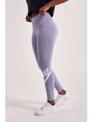 Nike Sportswear Club High-Rise Leggings Yüksek Belli Pamuklu Lila Tayt