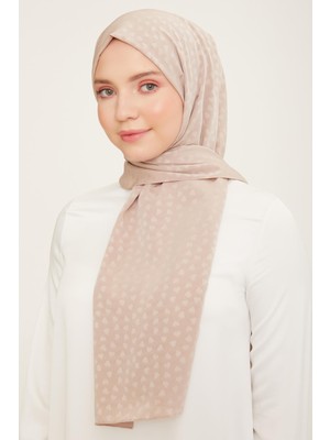 Armine Jakarlı Kalp Detaylı Şal Açık Vizon