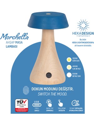 Heka Morchella Şarjlı Mavi Masa Lambası