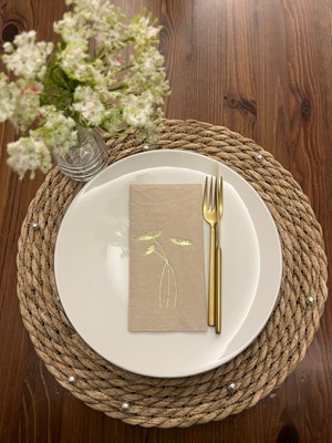 Kidspartim Gold Yaldızlı Kraft Havuç Çiçeği Peçete 16 Adet