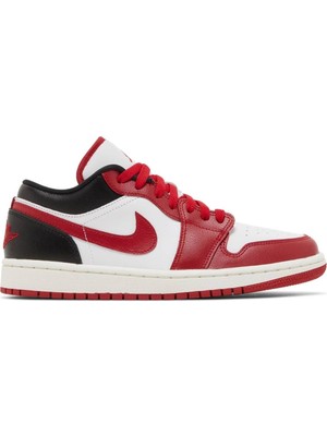 Nike Air Jordan 1 Low Reverse Leather Sneaker Unisex Hakiki Deri Günlük Spor Ayakkabı Beyaz Kırmızı Siyah