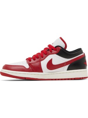 Nike Air Jordan 1 Low Reverse Leather Sneaker Unisex Hakiki Deri Günlük Spor Ayakkabı Beyaz Kırmızı Siyah