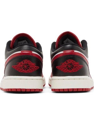 Nike Air Jordan 1 Low Reverse Leather Sneaker Unisex Hakiki Deri Günlük Spor Ayakkabı Beyaz Kırmızı Siyah