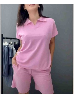 Ayşegül Çöplü Oysho Kumaş Yakalı Şortlu Pijama Takımı