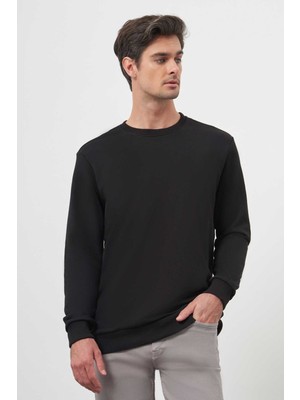 Morven  Erkek Siyah Basic Bisiklet Yaka Sweat-Shirt