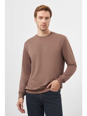 Morven  Erkek Kahve Basic Bisiklet Yaka Sweat-Shirt