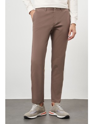 Morven  Erkek Kahve Pamuk Yan Cep Slim Fit Chino Pantolon
