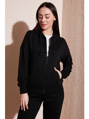 Fashıon Frıends Kadın Fermuarlı Kapüşonlu Sweat 24K0852K1