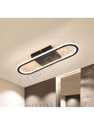 Woodhub Minel Dekor Oval -35-15 cm  Plafonyer A++ Ledli Modern Avize Koridor Hol Aydınlatma Beyaz Işık