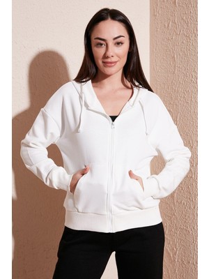 Fashıon Frıends Kadın Fermuarlı Kapüşonlu Sweat 24K0852K1