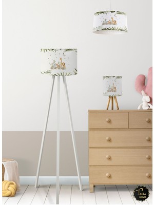 Woodhub Safari Sevimli Hayvanlar Çocuk Odası Avize-Abajur-Lambader 3'lü Takım TLAL-041