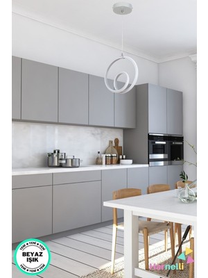 Woodhub Hol Antre Oturma Odası Beyaz Işık Tekli Ledli Avize Gümüş Renk