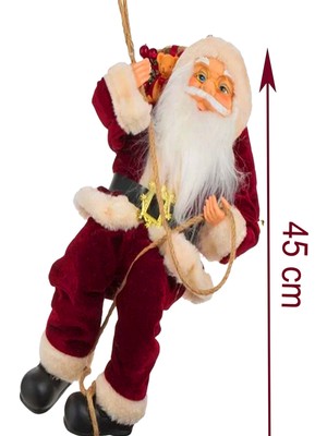 Sole Yılbaşı Süsü Noel Baba Biblo Figür Büyük Boy 45cm - Asma Ipi İle 78 Cm