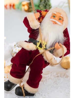 Sole Yılbaşı Süsü Noel Baba Biblo Figür Büyük Boy 45cm - Asma Ipi İle 78 Cm