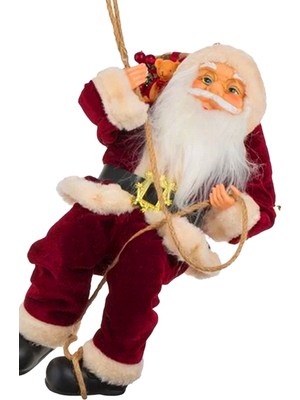 Sole Yılbaşı Süsü Noel Baba Biblo Figür Büyük Boy 45cm - Asma Ipi İle 78 Cm