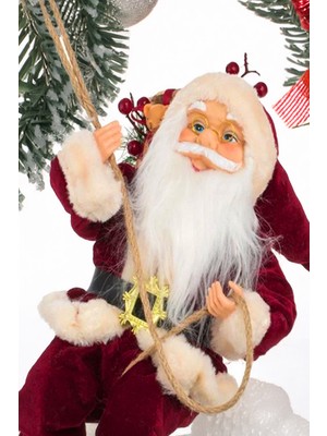 Sole Yılbaşı Süsü Noel Baba Biblo Figür Büyük Boy 45cm - Asma Ipi İle 78 Cm