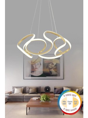 Woodhub Honi x  Eskitme Modern Sarkıt 3 Renk Işık Salon Mutfak Oda Hol Ledli Avize