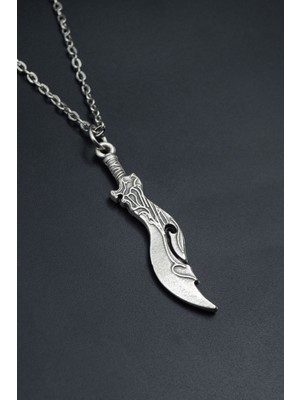 Lol Savaş Kılıcı  Gümüş Kaplama Unisex Düz Zincir Kolye kod 779