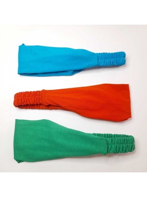 - Renkli Penye Lastikli Pamuklu Desensiz Paraşüt Bandana Penye Saç Bandı