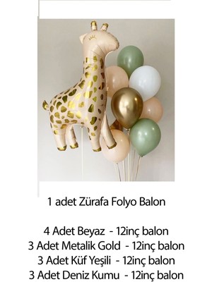 Atölye Mi Zürafa Folyo Balonlu Pastel Gold Balon Demeti