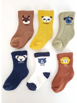 Olay Socks 6 Çift Havlu Sevimli Hayvan Desenli Pamuk Bebek Kışlık Çorap