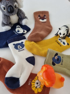 Olay Socks 6 Çift Havlu Sevimli Hayvan Desenli Pamuk Bebek Kışlık Çorap