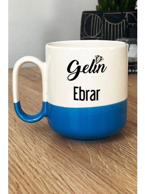 Hedizu Kişiye Özel Gelin Pro Kupa Bardak Mavi Nişan Düğün Söz Isteme Hediyesi