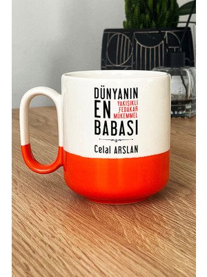 Hedizu Kişiye Özel Babaya Hediye Pro Kupa Bardak Turuncu Babalara Doğum Günü Hediyesi