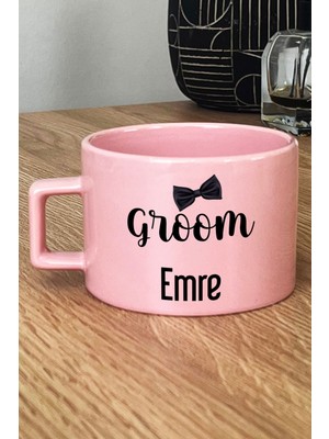 Hedizu Kişiye Özel Groom Pastel Fincan Pembe Söz Nişan Düğün Hediyesi