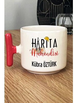 Hedizu Kişiye Özel Harita Mühendisi Kupa Bardak T Kulplu Pembe Mühendisler Günü Hediyesi
