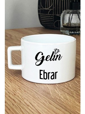Hedizu Kişiye Özel Gelin Lüks Fincan Beyaz  Nişan Düğün Söz Isteme Hediyesi