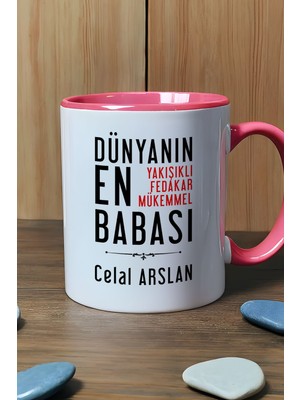 Hedizu Kişiye Özel Babaya Hediye Kupa Bardak Pembe Babalara Doğum Günü Hediyesi