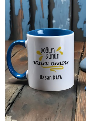 Hedizu Kişiye Özel Doğum Günü Hediyesi Kupa Bardak Mavi Anneye Babaya Arkadaşa Kardeşe Hediye