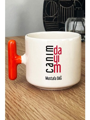 Hedizu Kişiye Özel Canım Dayım Kupa Bardak T Kulplu Turuncu Dayıya Doğum Günü Hediyesi