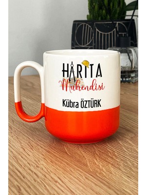 Hedizu Kişiye Özel Harita Mühendisi Pro Kupa Bardak Turuncu Mühendisler Günü Hediyesi