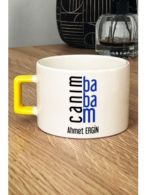 Hedizu Kişiye Özel Canım Babam Lüks Fincan Sarı Babalar Günü Doğum Günü Hediyesi