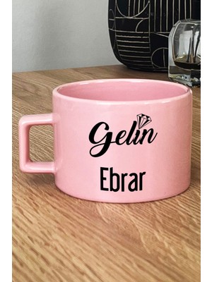 Hedizu Kişiye Özel Gelin Pastel Fincan Pembe Nişan Düğün Söz Isteme Hediyesi