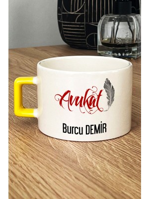 Hedizu Kişiye Özel Avukat Lüks Fincan Sarı Avukatlar Günü Hediyesi