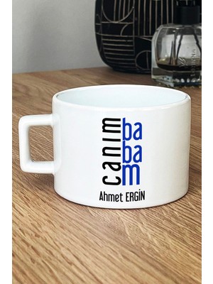Hedizu Kişiye Özel Canım Babam Lüks Fincan Beyaz  Babalar Günü Doğum Günü Hediyesi