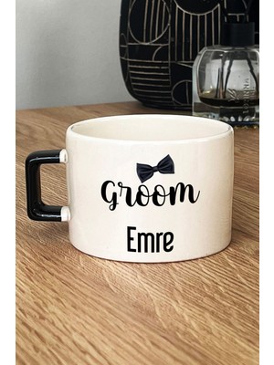 Hedizu Kişiye Özel Groom Lüks Fincan Siyah Söz Nişan Düğün Hediyesi