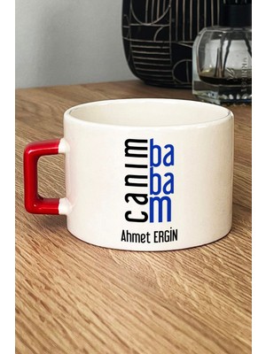 Hedizu Kişiye Özel Canım Babam Lüks Fincan Kırmızı Babalar Günü Doğum Günü Hediyesi