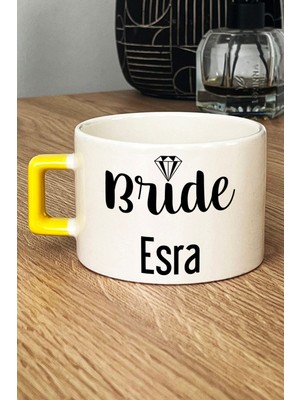 Hedizu Kişiye Özel Bride Lüks Fincan Sarı Söz Nişan Düğün Hediyesi